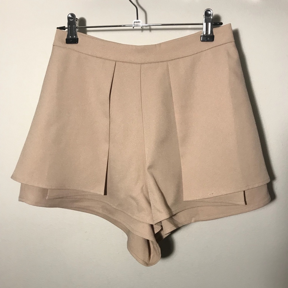 High Rise Silk Shorts - Nude